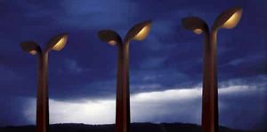 Light masts, Lanterns, Corten-steel, Nijmegen, Artists Huub & Adelheid Kortekaas, art,light-sculpture, design, street-architecture,